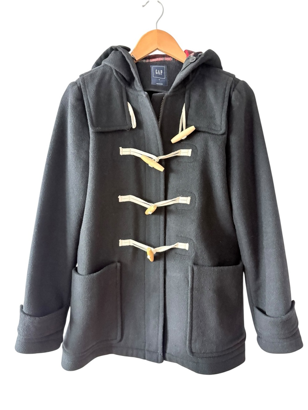 Gap Black Hooded Toggle Coat
